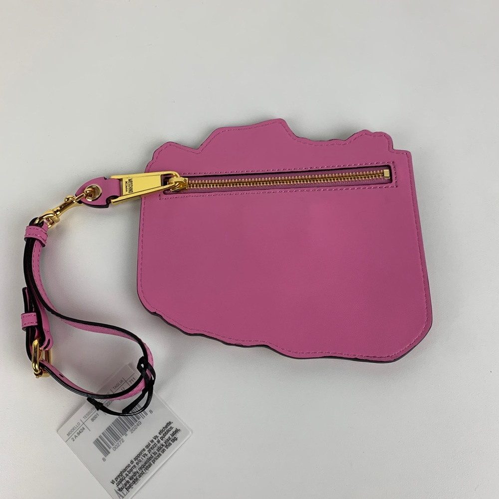New Moschino Printed Leather Jacket Wristlet - Picture 4 of 6